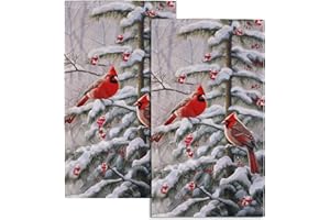 GIWAWA Red Bird Hand Towels Winter Berry Bathroom Decorative Bath Towels Set of 2 Soft Absorbent Dish Fingertip Towels for Home Kitchen Gym