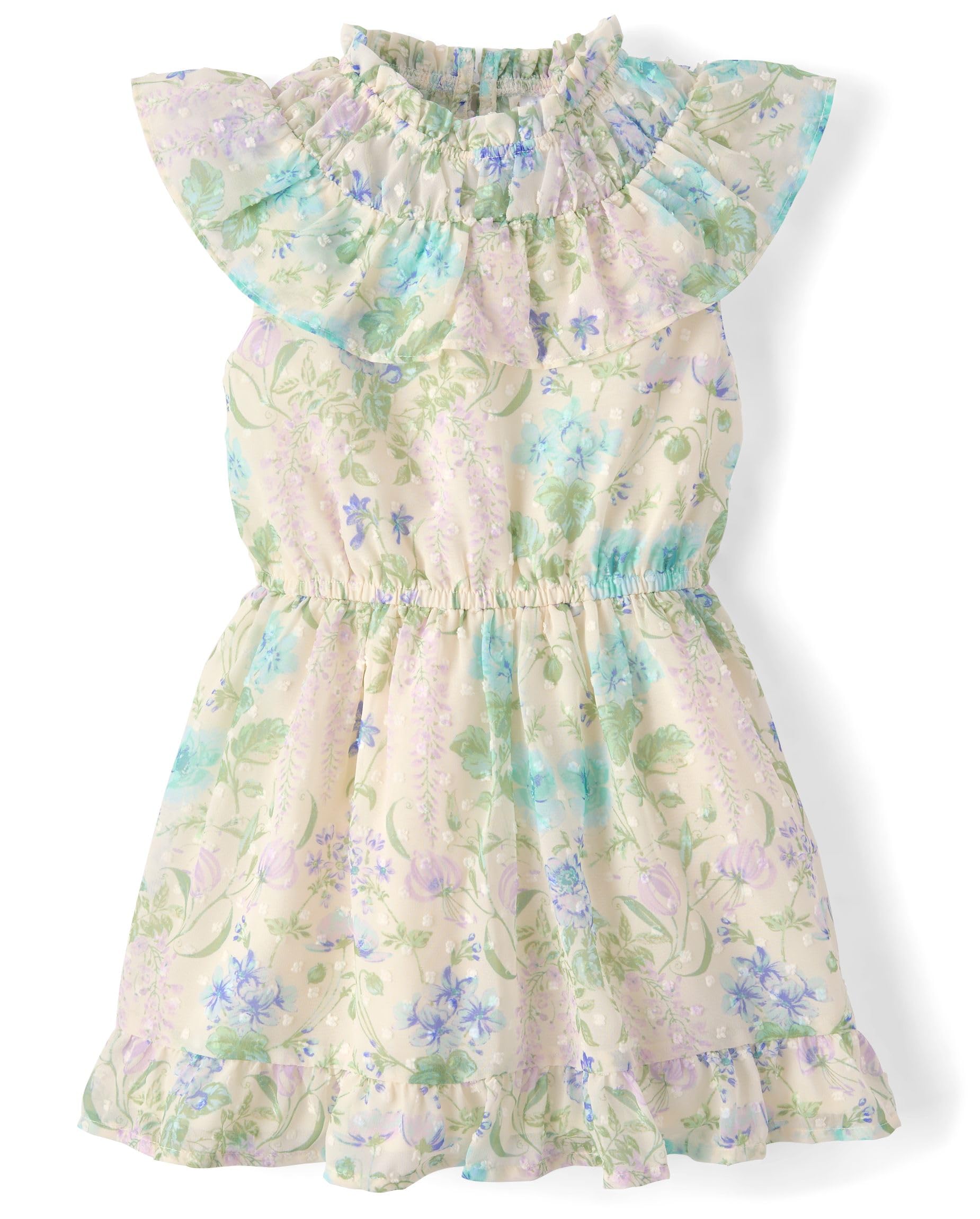 Gymboree,Girls,and Toddler Flutter Sleeve Dresses,Yellow Floral,5 Years Image