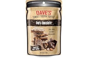 Dave's Sweet Tooth Toffee - Dark Chocolate Toffee (4 oz) - Handmade & Homemade Gourmet Soft Toffee with Real Butter, Real Sugar and Hand-Sliced Almonds, Naturally Gluten-Free