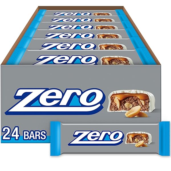 ZERO WHITE FUDGE, CARAMEL, PEANUT AND ALMOND NOUGAT CANDY BARS, 1.85 OZ (24 COUNT)