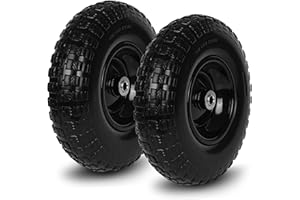 Taifa 2 PCS 13 Inch Rubber Solid Flat Free Replacement Tires and Wheels 4.00-6 with 5/8'' Axle Bore Hole, Air Less Wheel for Wheelbarrow/Wagon/Hand Truck/Trolley/Garden Scooter etc.