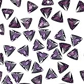 Triangle Crystal Rhinestones 10MM Point Back Glass Gems Faceted Rhinestones Jewels Embelishments with Silver Plated Back for Crafts, Jewelry Making, Clothes, Shoes, Dress Dark Purple 50Pcs