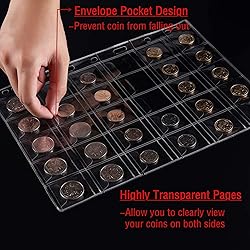 Ettonsun 10 Sheets Coin Collecting Pages 42-Pocket