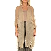SHU-SHI Beach Kimono Coverups for Women Summer Cardigans Lightweight Open Front Cover Up Knit Sheer Sweater