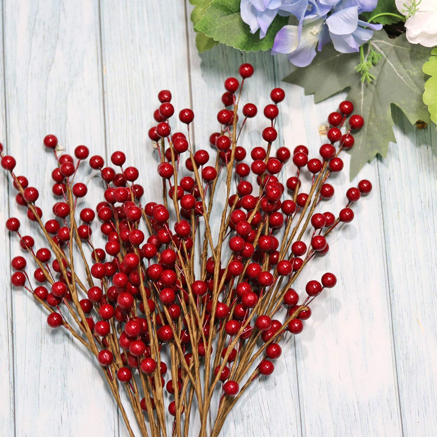 12 Pcs Artificial Red Berries Stems