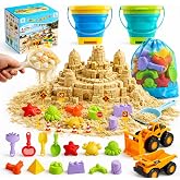 KONYXALU 30PCS Beach Toys for Kids 3-10 | 2 Collapsible Buckets &amp; Mesh Bag | Easy Packing, Trucks, Sea Animal Molds, Shovels &amp; Sieves for Beach, Sandbox &amp; Snow Play
