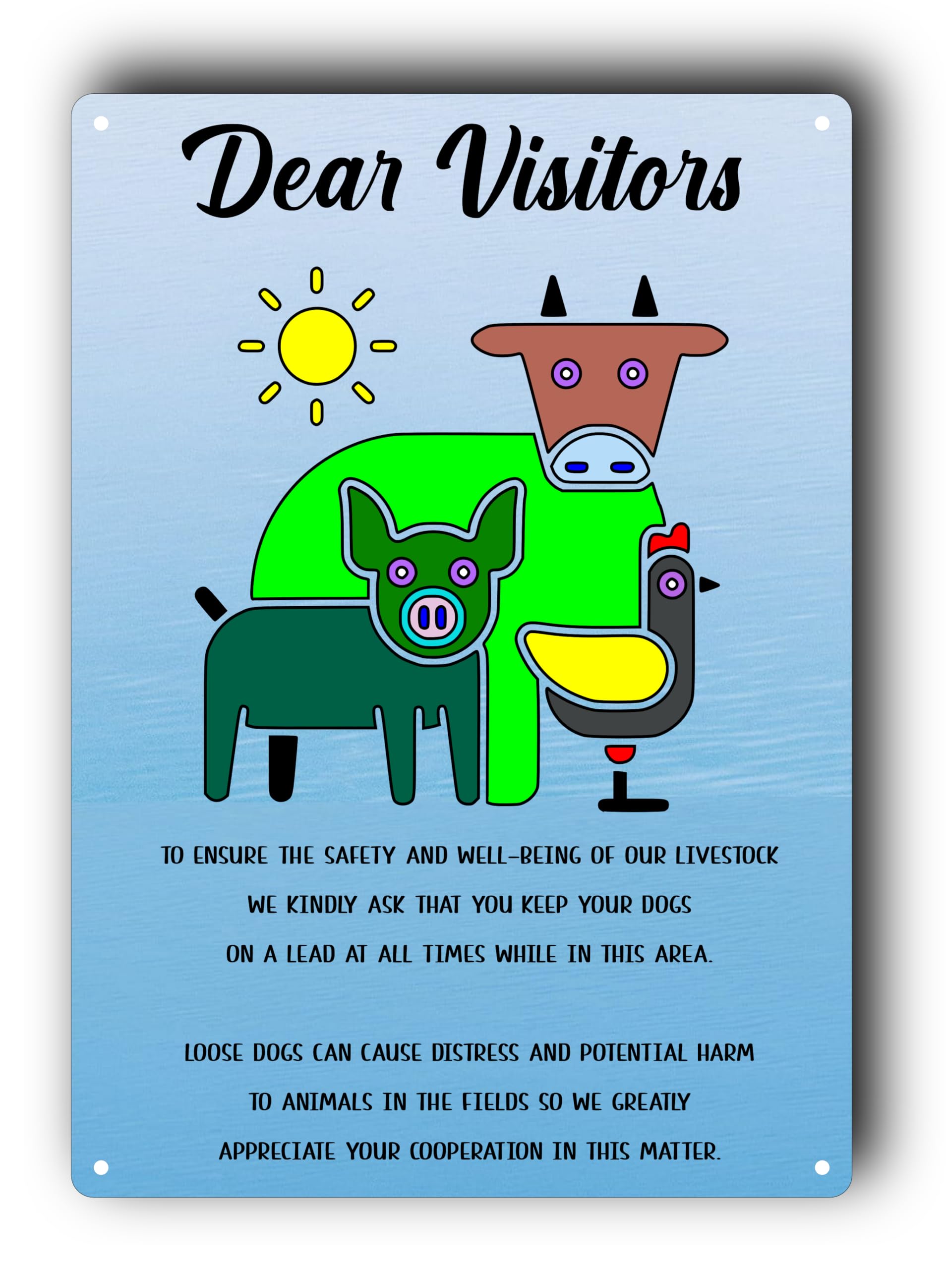A4 UV Printed Livestock Safety Sign - Keep Dogs on Lead | Aluminium Composite, 297x210mm, Animal Safety Notice for Farmers & Landowners | Pre-Drilled Holes