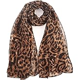 GKJU Leopard Print Scarf for Women Lightweight Soft Scarves Pashmina Headwraps Cheetah Hijab Shawls Wraps