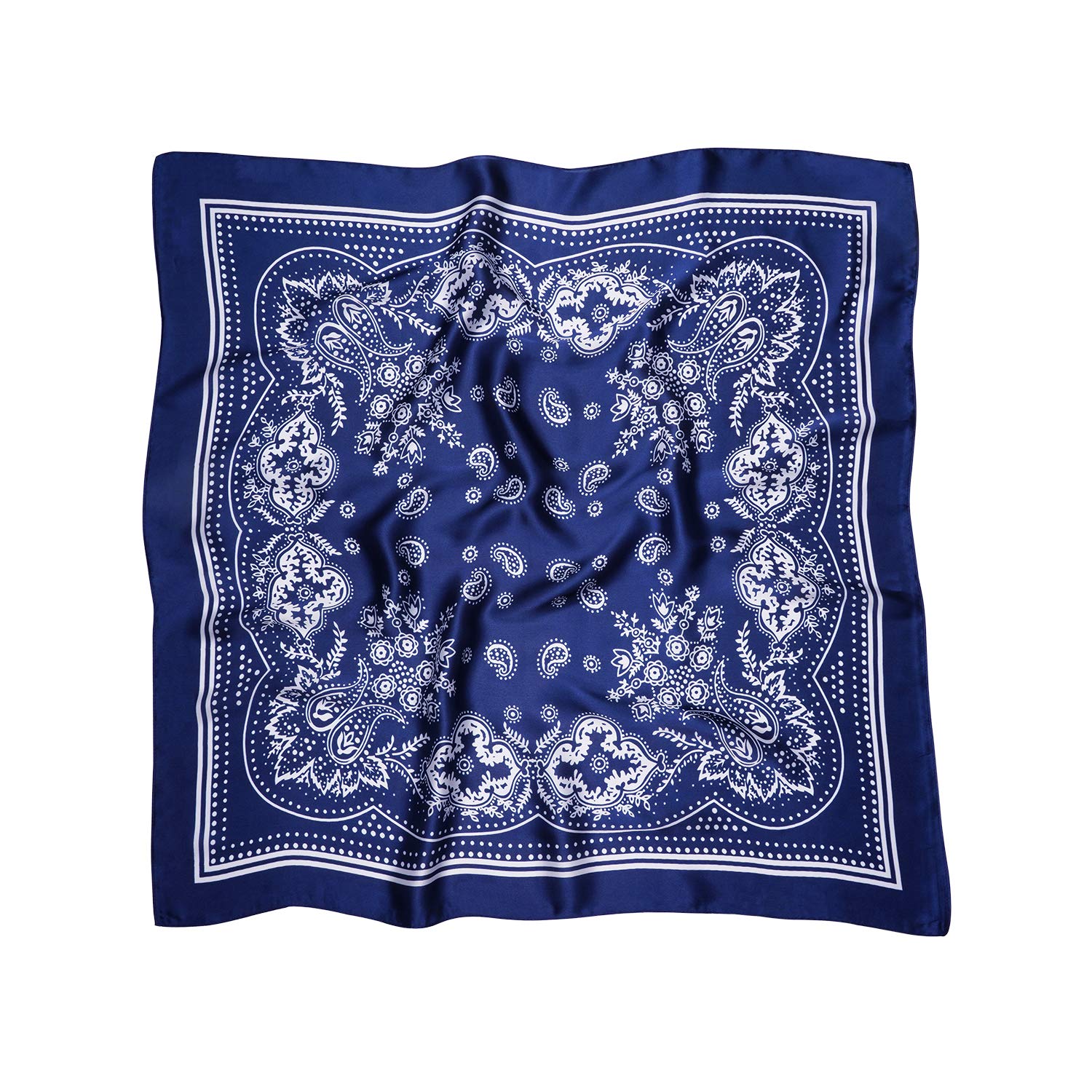 Photo 1 of VANLINKER Vintage Bandanas Square Multi-Purpose Scarfs for Men Women Silk Like Scarf Neckerchief Protective Coverage VL9549 Blue