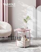 VASAGLE Round Side Table with Charging Station Jelly Pink Cream White LET228R03 view 2