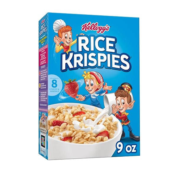 RICE KRISPIES, BREAKFAST CEREAL, ORIGINAL, FAT FREE FOOD, 9OZ BOX