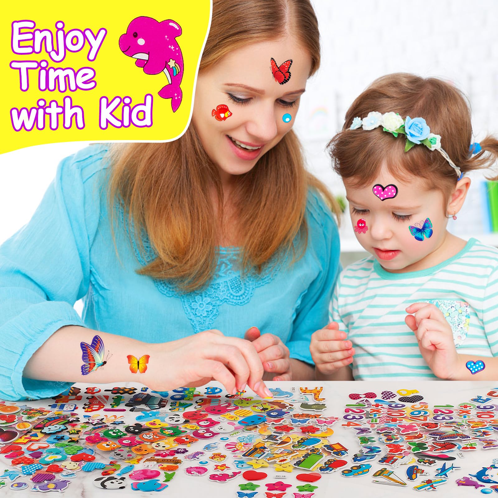 Habett 3D Stickers for Kids & Toddlers, 500+ 3D Puffy Stickers Including Animals, Letters, Numbers, Dinosaurs, Cars and More for Boys, Girls, Teachers, Reward, Craft Scrapbooking