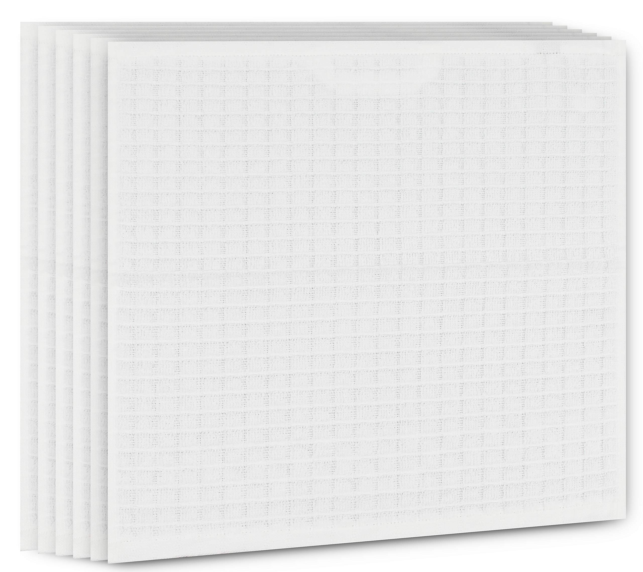 Fecido Classic Kitchen Dish Cloths with Hanging Loop (12 x 12 Inches) - Set of 6, White