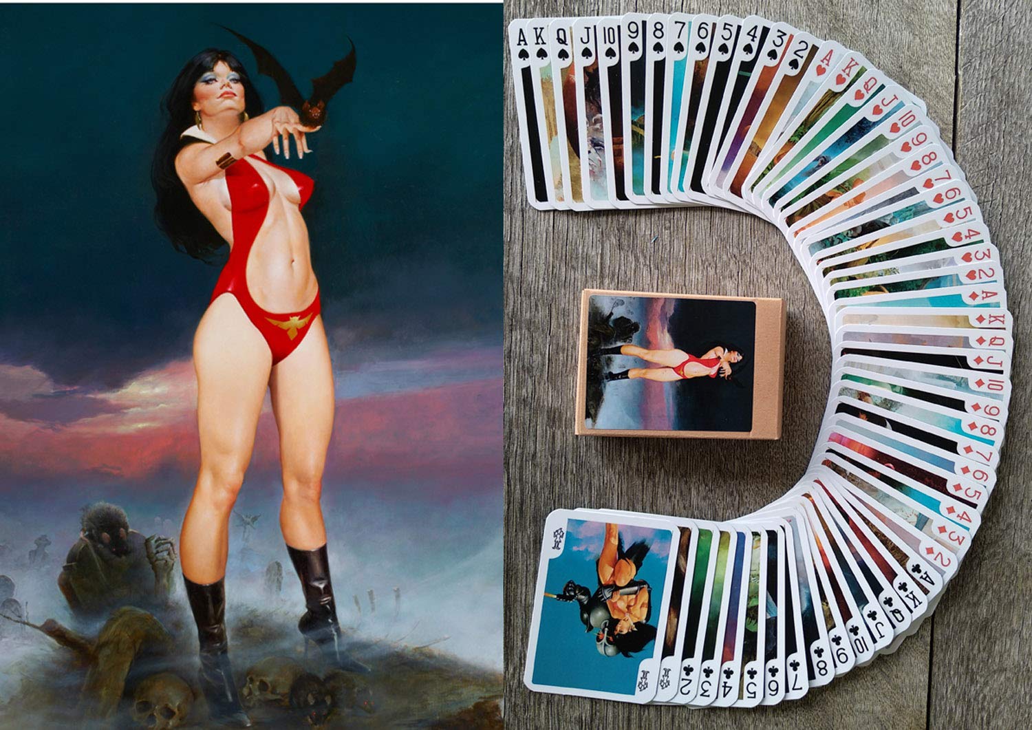 FLONZGIFT Vampirella Playing Cards (Poker Deck 54 Cards All Different) Vintage Fantasy Comic Art by Enrich Torres