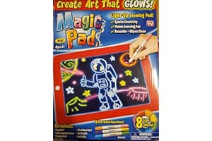 Ontel Bonus Magic Pad Deluxe Light Up LED Drawing Tablet with Extras - Includes 4 Dual Side Markets, Dry Eraser, Glow Boost Card, Fun Guide, 42 Stencils, and Carrying Case