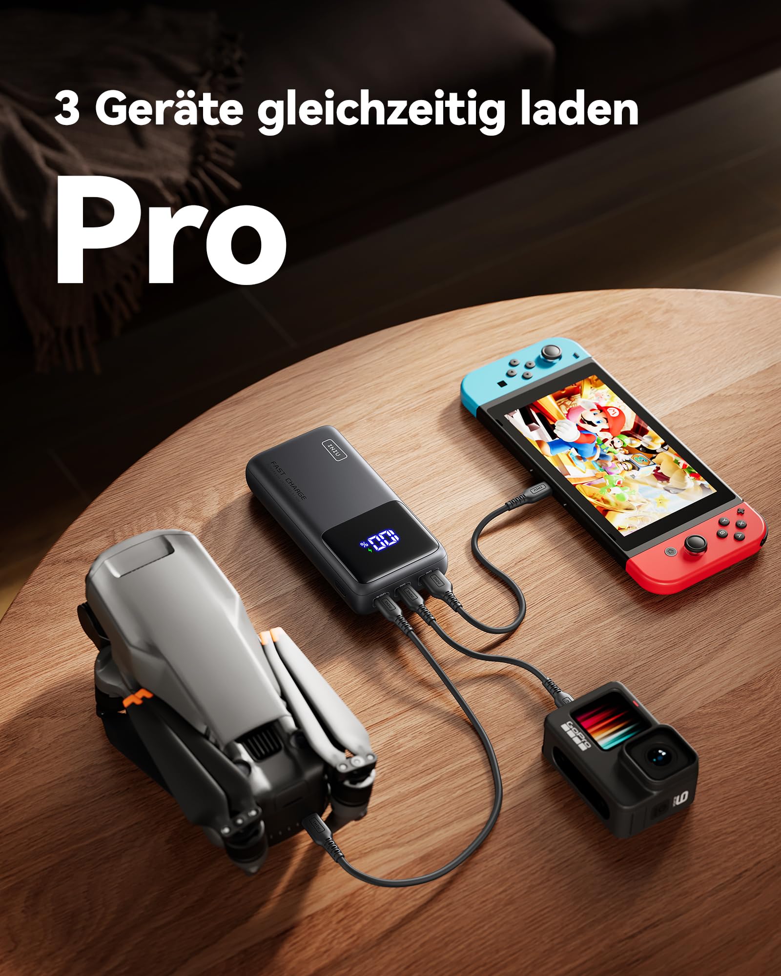 INIU 25000mAh Laptop Power Bank, Kompakt 100W Schnellladung mit USB C Kabel 5