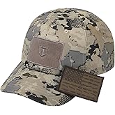 VisionTac Tactical Hat with Flag Patch Camo Military Army Hats Adjustable Trucker Baseball Cap Soft Top for Shooting
