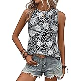 Zeagoo Tank Tops for Women Sleeveless Eyelet Shirts High Neck Cute Summer Top Loose Fit S-XXL
