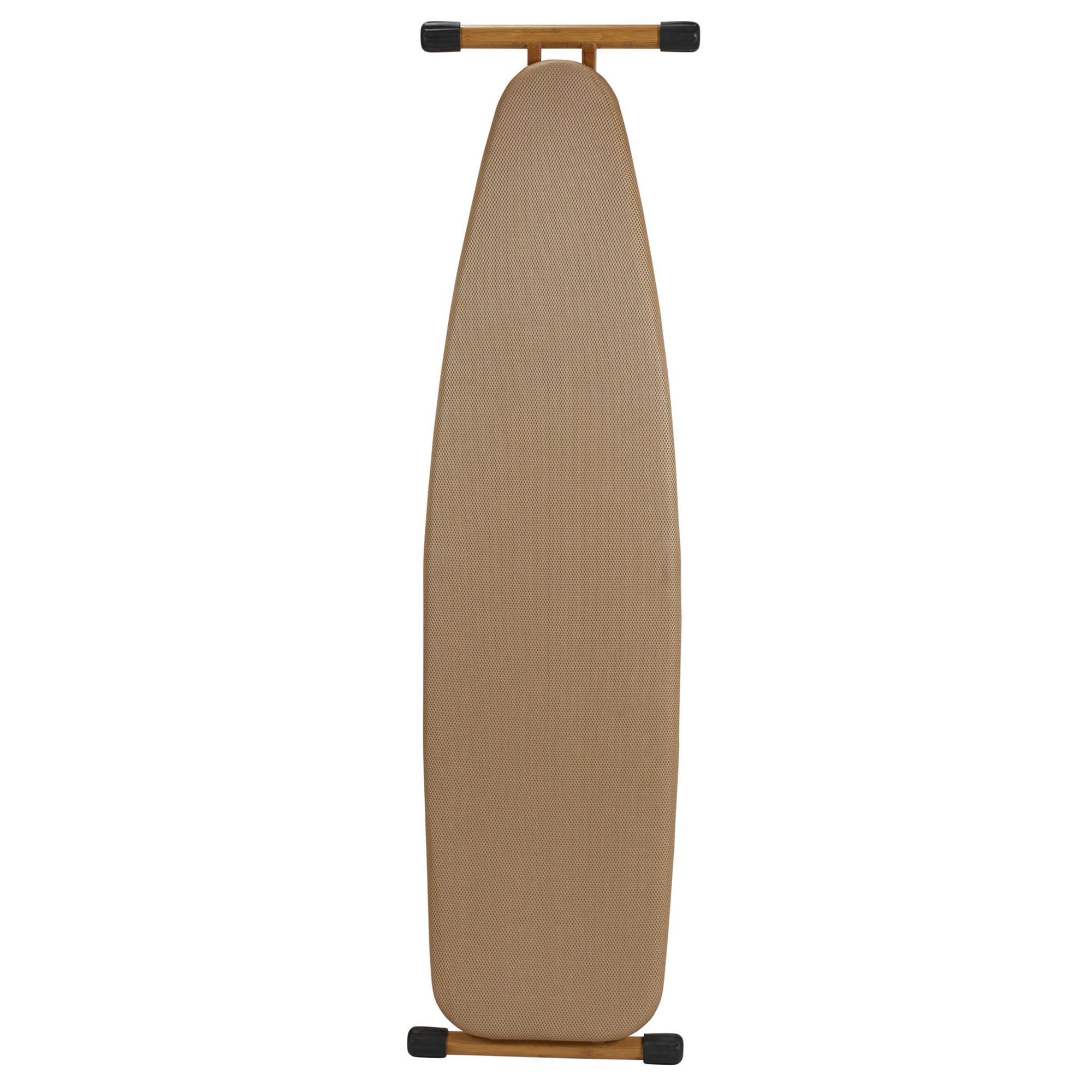 Household Essentials Steel Top Long Ironing Board with Bamboo Legs| Tan Cover | 14