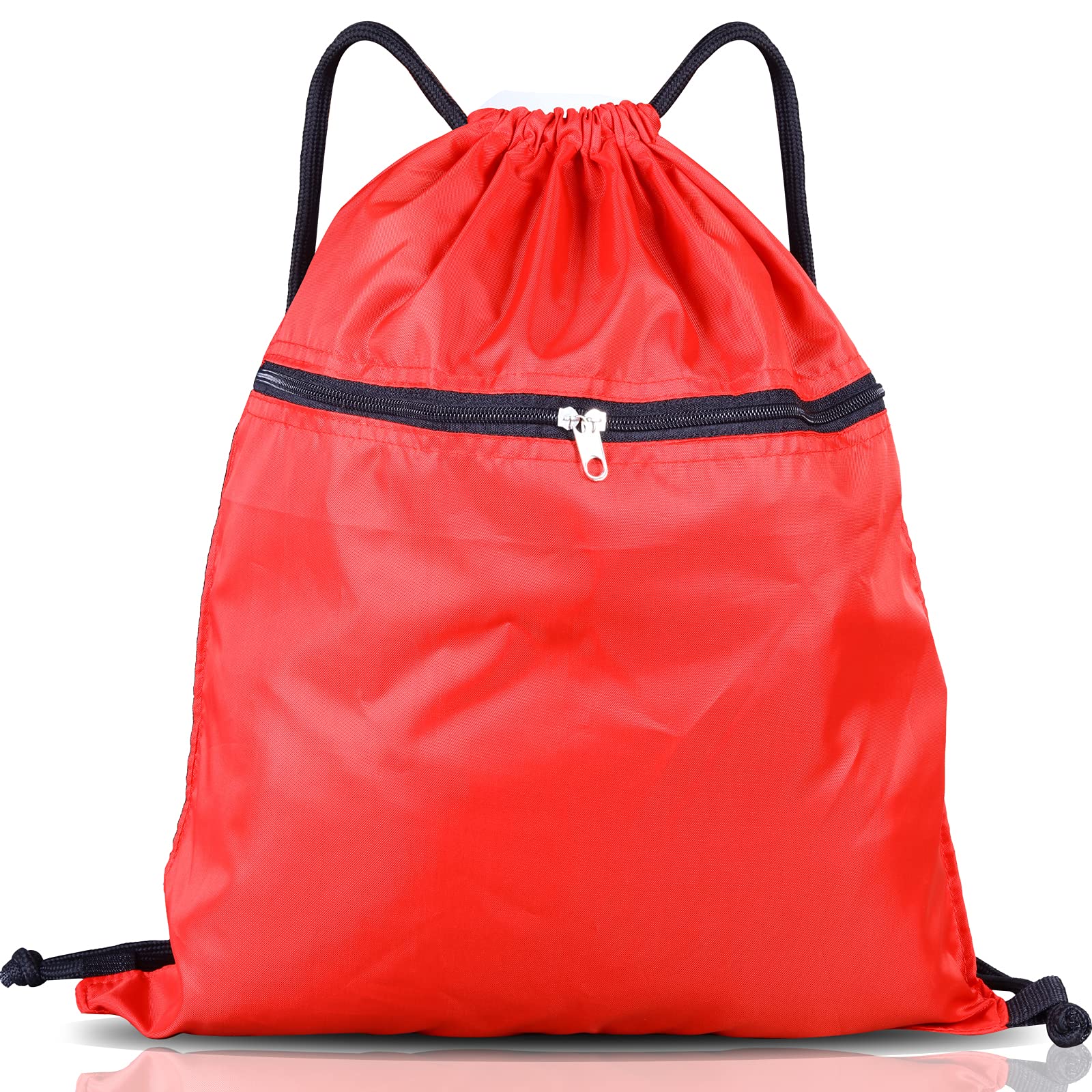 Drawstring Bag String Gym Sack Drawstring Sports Bag Swim Men Women Sack Outside Pocket Zipper PE Backpack Beach School Holidays Swimming Travel Boy Girl Waterproof (Red)