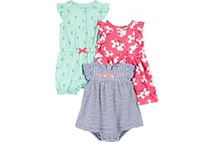 Simple Joys by Carter's baby-girls 3-pack Romper, Sunsuit and Dress