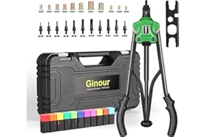 Ginour 17" Rivet Nut Tool, 110 pcs Hand Rivet Nut Tool with 11 Metric & Inch Mandrels M3 M4 M5 M6 M8 M10 M12, 10-24, 1/4-20, 5/16-18, 3/8-16, Automatic Rivet Tool Set and Blow Carry Case