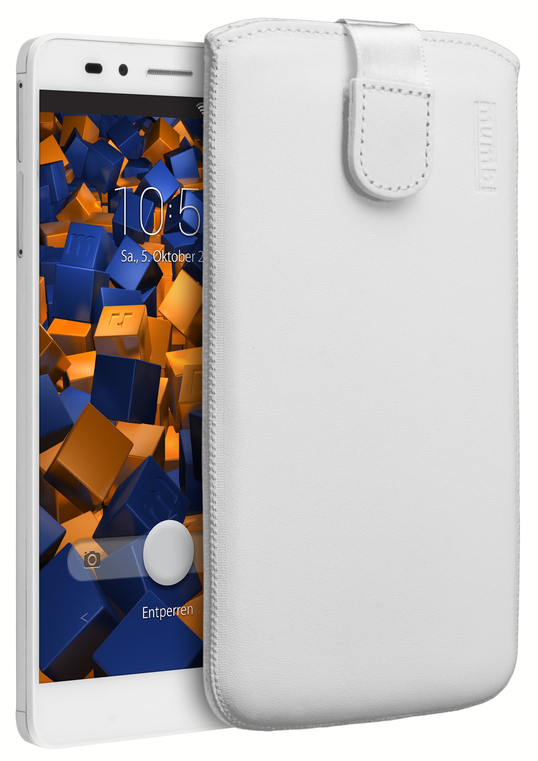 mumbi Genuine Leather Case Compatible with Honor 5X White