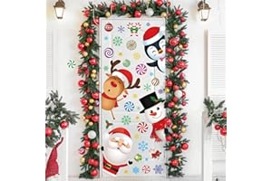 IMISHM Cute Christmas Door Stickers Removal Santa Snowman Wall Stickers for Christmas Door Wall Window Refrigerator Decorations