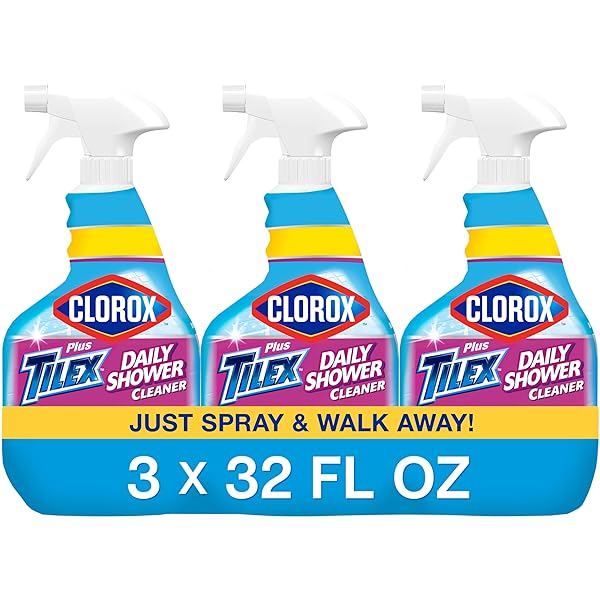 CLOROX PLUS TILEX DAILY SHOWER CLEANER, 32 FLUID OUNCE SPRAY BOTTLE, PACK OF 3