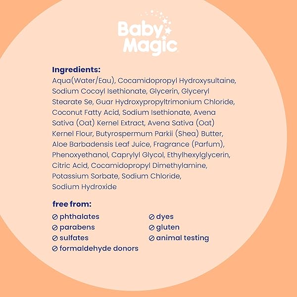 BABY MAGIC DELICATE WASH, GENTLY CLEANSES BABY WITHOUT STRIPPING MOISTURE, TEAR-FREE, CAMELLIA & COCONUT OIL, 8.6 FL OZ