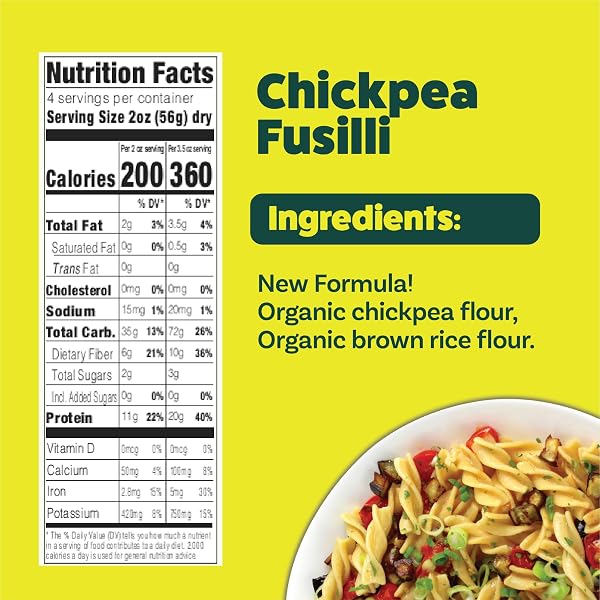 EXPLORE CUISINE ORGANIC CHICKPEA FUSILLI – (8 OZ) – EASY-TO-MAKE GLUTEN FREE CHICKPEA PASTA – HIGH IN PLANT PROTEIN & FIBER – NON-GMO – 24 TOTAL SERVINGS
