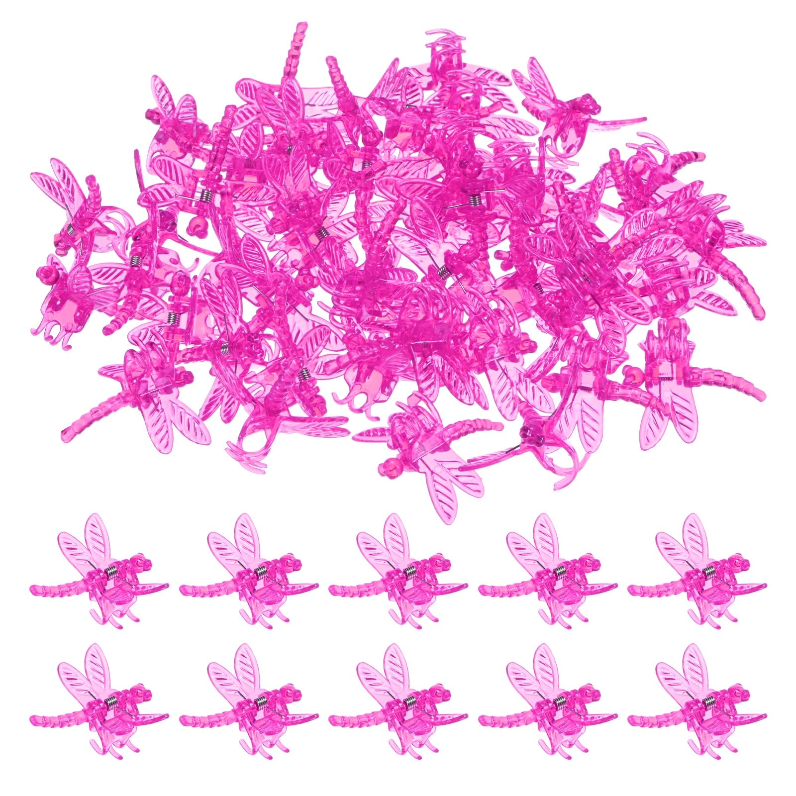 M METERXITY 100-Pack Orchid Clips, Plastic Garden Plant Clips, Dragonfly Orchid Clips, Garden Plant Support Clip for Supporting Stems/Vines/Stalk Grow Upright [Rose]