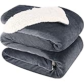 NANPIPER King Size Sherpa Blanket, Soft Fleece Throw for Bed, Reversible Thick Fuzzy Blanket for Winter (Grey, 90x108 inches)