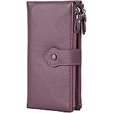 Bveyzi Women Soft Leather RFID Blocking Bifold Slim Wallets Ladies Credit Card Holder Double Zipper Pocket | Soft, RFID Blocking, Bifold, Slim, Credit Card Holder, Double Zipper Pocket