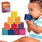 B. toys – Baby Blocks – Stacking & Building Toys For Babies – 10 Soft & Educational Blocks- Numbers, Shapes, Colors, Animals-