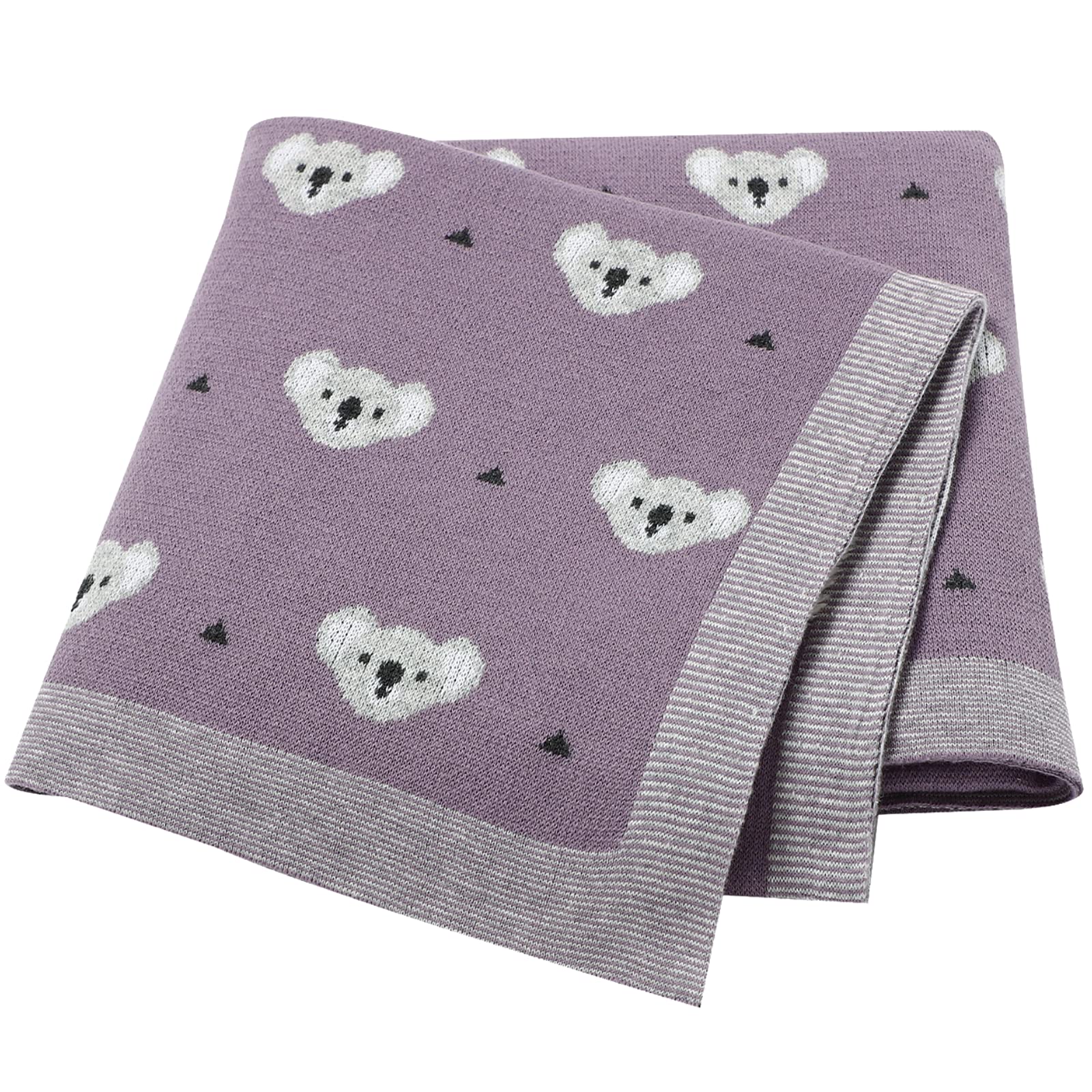 LAWKUL Baby Blanket for Newborn 100% Cotton Soft Knitted Blankets Boy Girls Comforter Koala 100x80cm Purple
