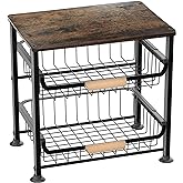 NiuYichee 3-layer Kitchen Fruit Storage Basket Snack Rack, Countertop & Desktop Pull-out Metal Basket with Handle, Organizers