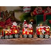 Hexagram Christmas Decorations Indoor Christmas Gnomes Table Centerpieces Train Decor - Lighted Gnome Tabletop Decor, Light Up Xmas Train Figurines for Home