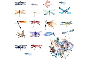 ANBEEISS 40 Pcs Dragonfly Stickers, Transparent Decorative Stickers Decals, Vintage Scrapbooking Journaling Stickers Supplies for Scrapbook Notebook Water Bottle Cards Decoration - Dragonfly
