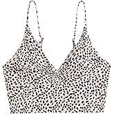 ZAFUL Women's V Neck Tankini Top Ribbed Adjustable Spaghetti Straps Bikini Top Bathing Suit Swim Tops