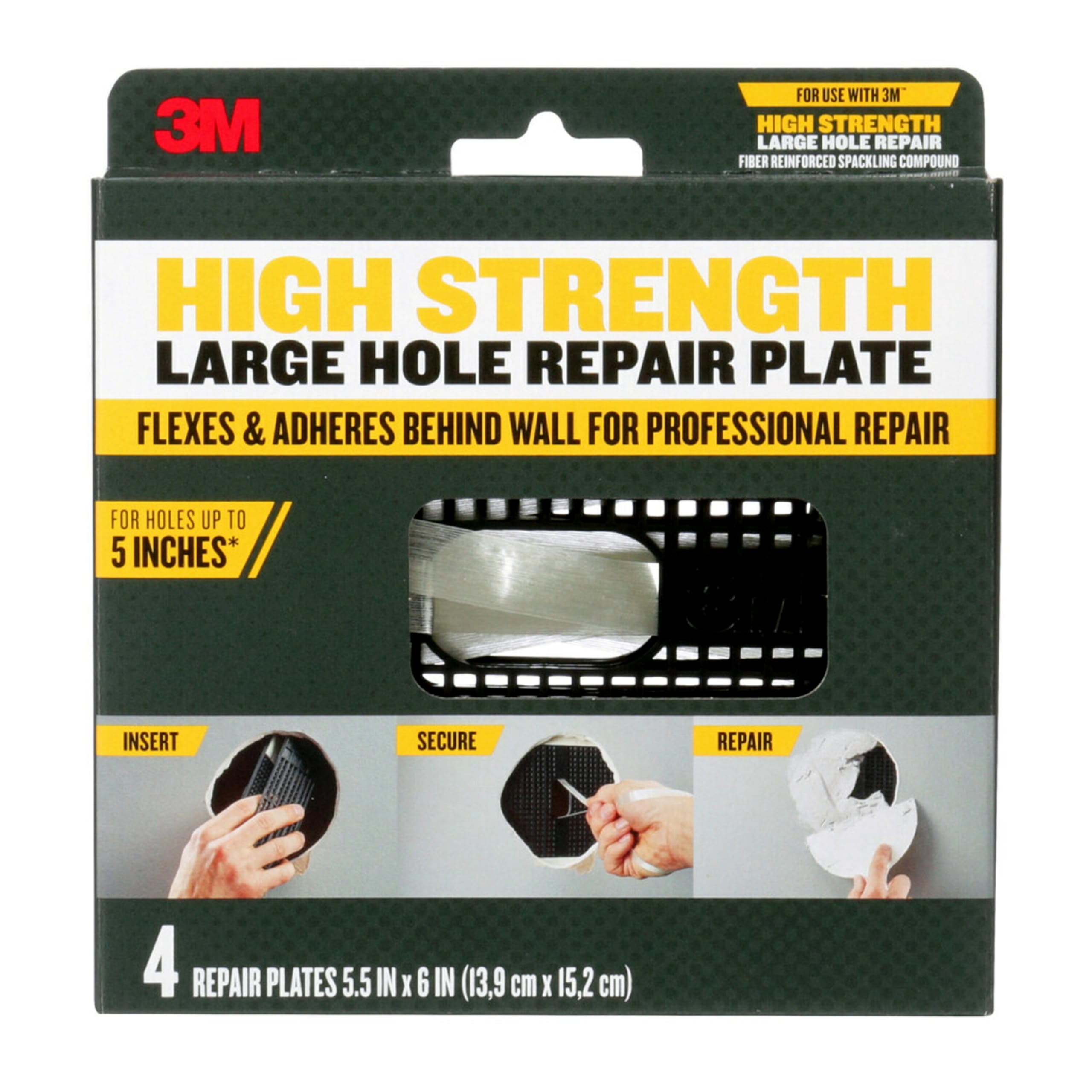 3M RP6IN-4PK Wall-Surface-Repair-Products, Black, 4 Pack