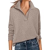 ANRABESS Womens Polo V Neck Long Sleeve Sweaters Lightweight Dressy Casual Business Basic Knit Pullover Top 2025 Fall Outfits