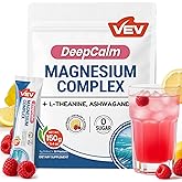 VEV Deep Calm Magnesium Complex for Women Magnesium Drink Powder Supplement with Ashwagandha, L-Theanine & Vitamin D – Calm & Relaxation – Raspberry Lemonade Flavor – Vegan – 30 Ct