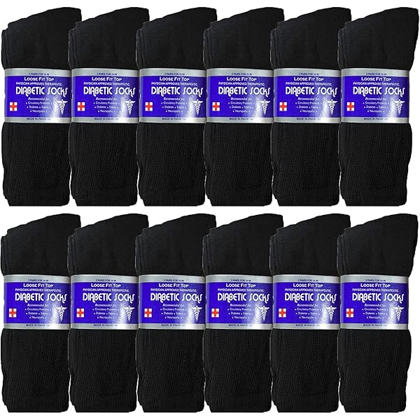 Falari 6-Pack Gray Women Diabetic Crew Socks Diabetes Edema And Circulatory Loose Fitting Cotton 9 11 - View #9