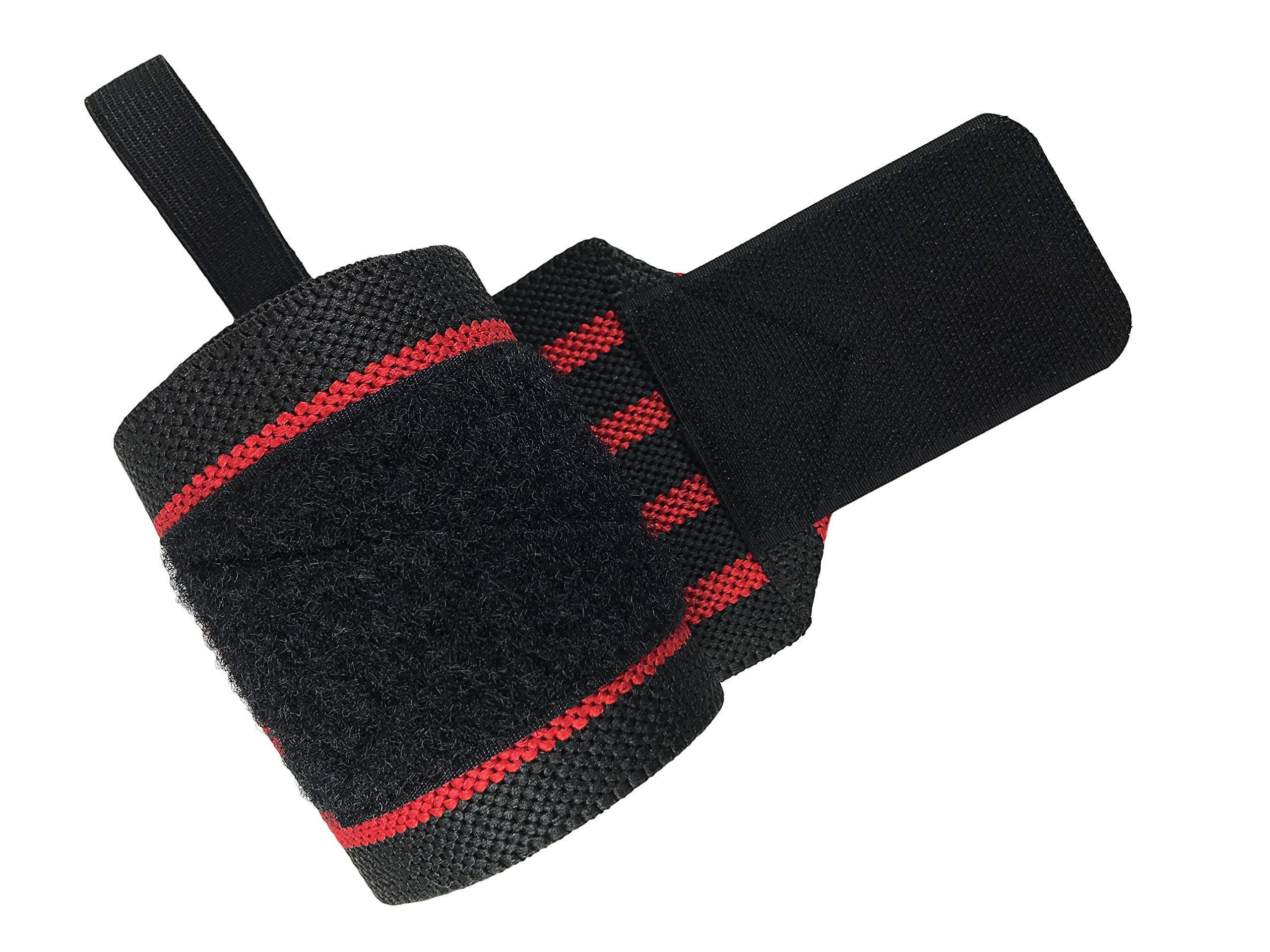 JR Quality Product PAIR Wrist Wraps for Exercise Gym Weight Lifting Pain Relief Support when Working Outor Men and Women (Red)