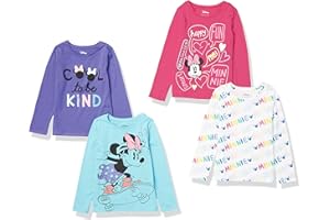 Amazon Essentials Disney | Marvel | Star Wars Girls and Toddlers' Long-Sleeve T-Shirts (Previously Spotted Zebra), Pack of 4