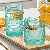 Lumkit Vintage Hobnail Drinking Glasses Set, Glassware Drinking Set of 8, 12 oz & 10 oz Highball Glasses, Tumbler Glass for Cocktails, Whiskey, Juice, Milk