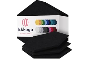 Ekkogo Acoustic Panels 12-Pack Soundproof Wall Panels 14''X13''X0.4'' Sound Panels High Density Sound Dampening Panels - [Deep Black Hexagon]