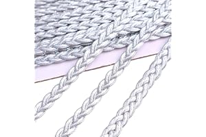 AIETSYEI Gold Trim Metallic Floral Gimp Braid Trim Lace 0.3" Wide x 12 Yards Centipede Edge for Craft & Decor (Slivery)