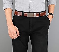 guvoosm Men's Belt Ratchet Leather Dress Suit